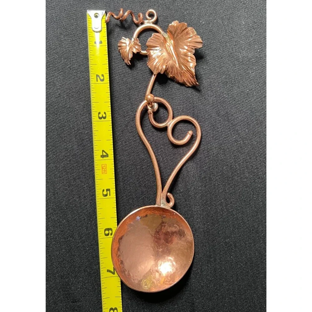 Vintage Rex Morton Hammered Copper Measuring Spoon With Hanger Grape Vine Heart